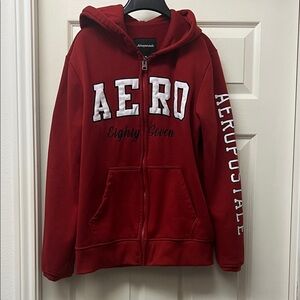 Aeropostale Oversize Kids Burgundy Full-Zip Hoodie with Logo jacket